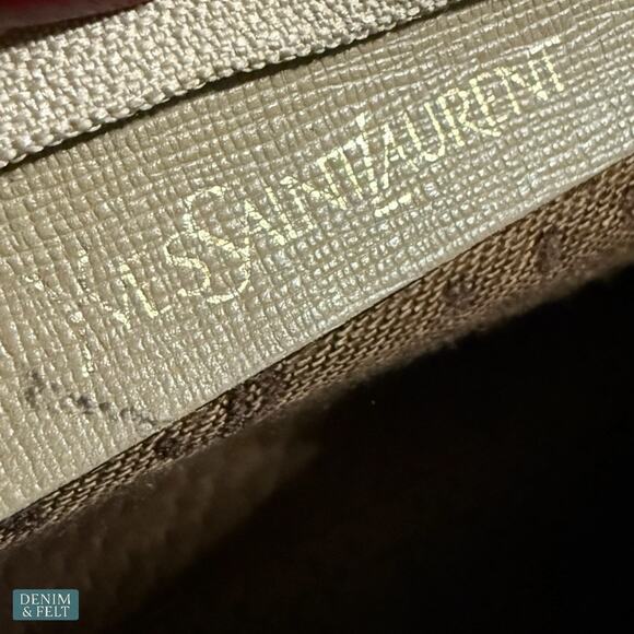 Yves Saint Laurent Brown Ribbed Clutch Travel Leather Trim Vintage Statement Bag - Picture 9 of 16